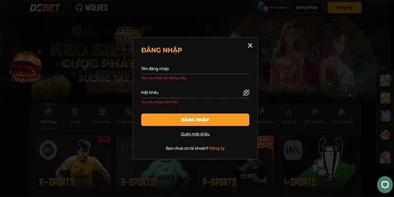 Những lưu ý khi đăng nhập debet